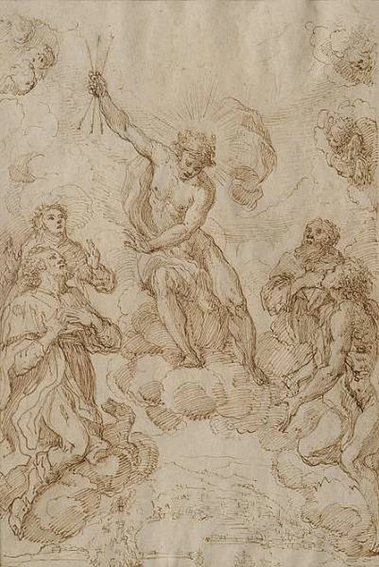 L'intercessione di San Rocco, Santa Caterina da Siena, San Sebastiano e San Francesco con Cristo